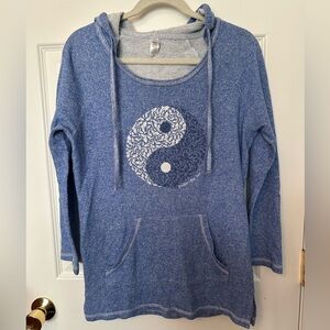 EUC PIMATEE by Pima Apparel Women’s Blue Hooded Yin Yang yoga hoodie Sz S